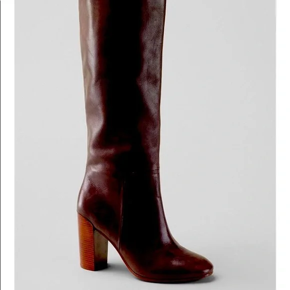 Lands End 8 Black Tall Leather Stanton Pull On Boot, 3.5” heel - Picture 1 of 9